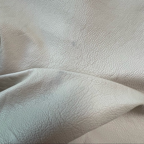 SARA BATTAGLIA Beige Faux Leather Oversized Boxy Snap Button Up Shirt Jacket L - Picture 12 of 13